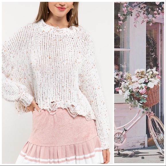 POL Winter's Favorite Confetti Distressed Sweater - Picture 7 of 11